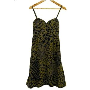 Maple Size Green Silk Print Dress Size 6